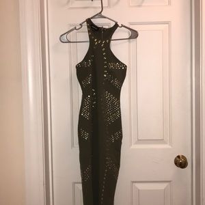 Bebe razor back olive/army green dress